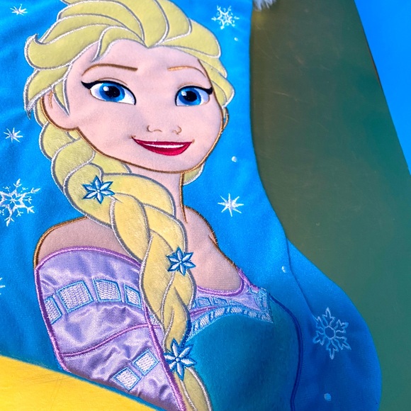 DISNEY FROZEN NWT PRINCESS ELSA EMBROIDERED CHRISTMAS STOCKING WITH FAUX FUR 17” - Picture 2 of 9